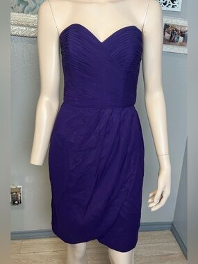 Lillie Rubin Strapless Ruched Sweetheart Dress in Deep Purple